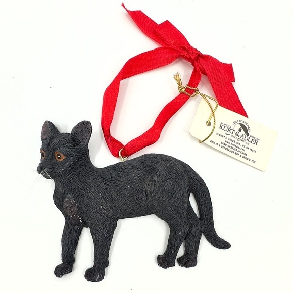 Kurt Adler Black Cat Ornament Hanging Figurine Christmas Holiday W7001 NEW - Picture 1 of 8